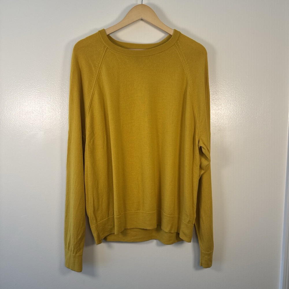 Banana Republic Baruffa Merino Wool Yarn Crewneck Sweater Men's XXL Yellow Gold